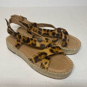 NWOB Madewell The Malia Espadrille Cheetah Leopard Sandal sz 6.5